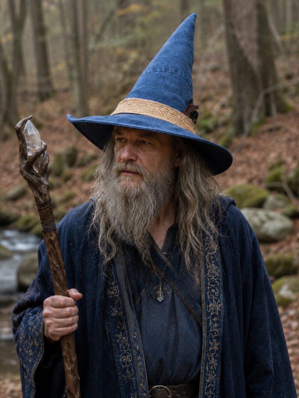 Handmade Denim Wizard Hat – Blue Witch Hat – Adjustable XL 23.5" to 22"